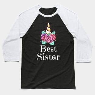 Best Sister Siblings Unicorn Family Floral Baseball T-Shirt